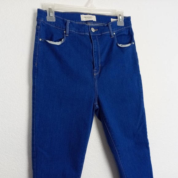 PACSUN Women's Ankle Jegging Jeans Size 30 High Rise Raw Hem Royal Blue Denim - Picture 2 of 15
